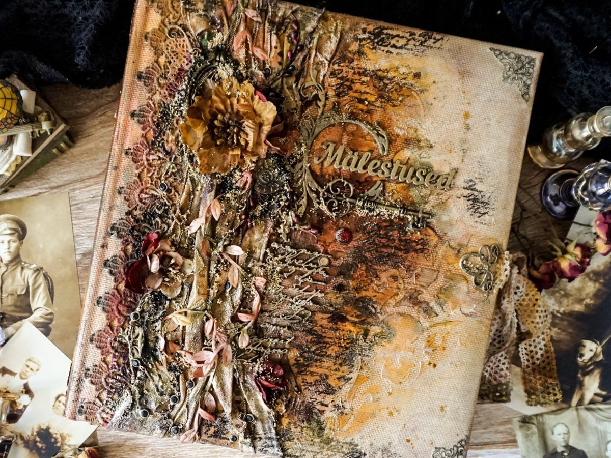 Handmade brown vintage scrapbook photo album